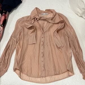 Zara Blush Pink Button-Down Blouse